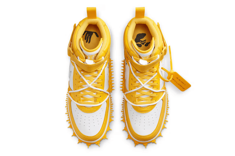 off-white nike air force 1 yellow varsity sneaker