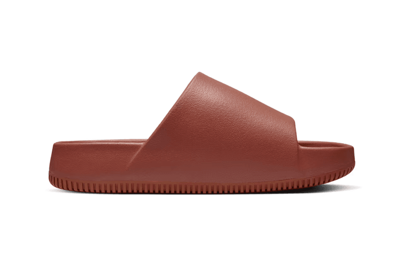 nike calm slide slip on rugged orange brown rust color