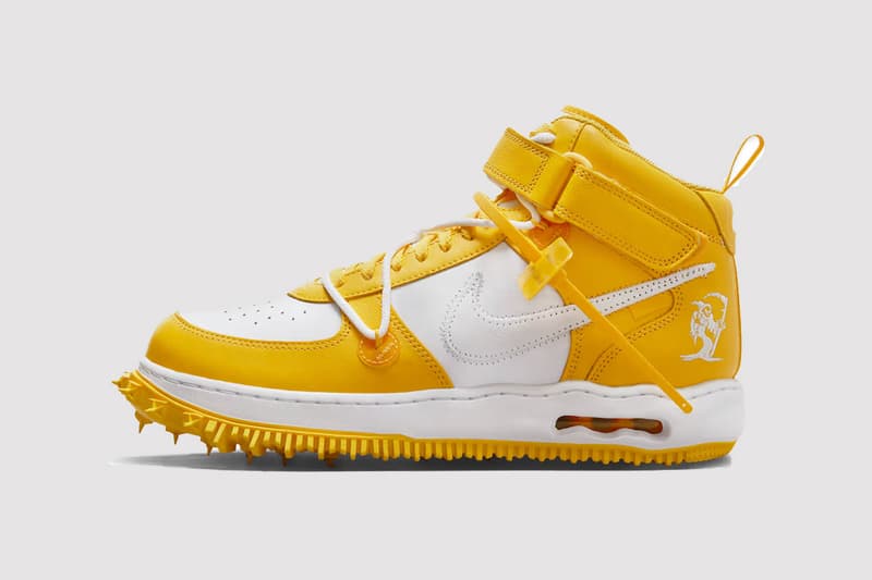 off-white nike air force 1 yellow varsity sneaker