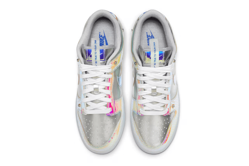 nike sneaker silver iridescent color changing blue pink 