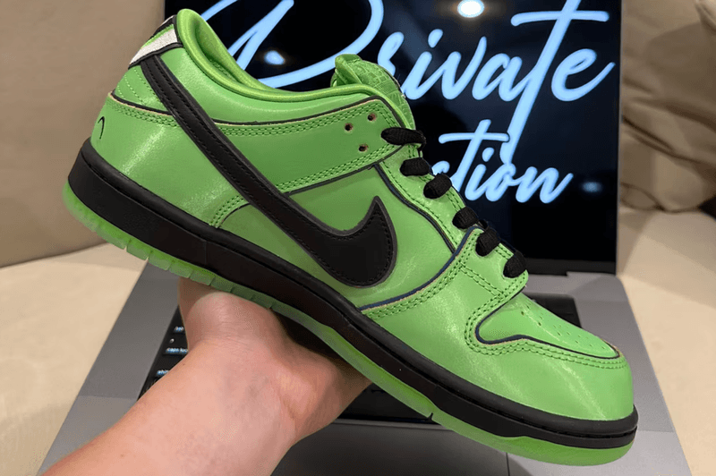 the powerpuff girls nike sb dunk sneaker blue bubbles green buttercup