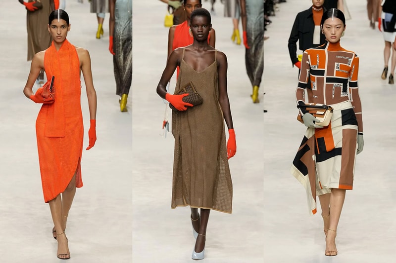 fendi spring summer milan gloves orange dresses runway