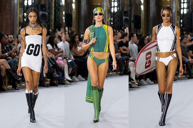 miaou paris fashion week show corsets biker racer tops pants go surfboard