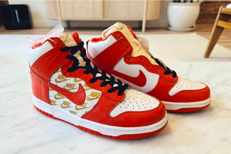 joopiter rare supreme nike sb dunk high samples ryan chang pharrell williams sneakers footwear where to buy auction information 