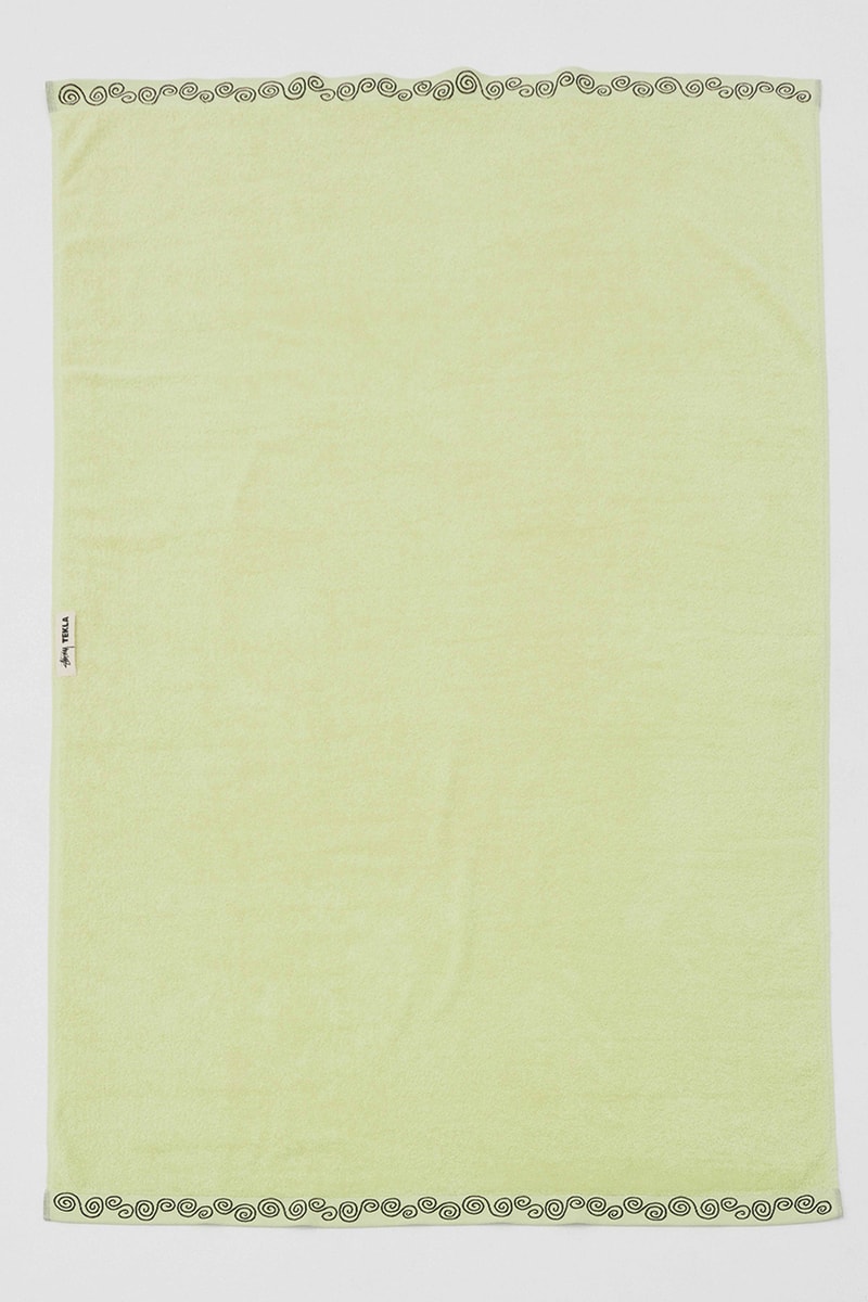 tekla stussy bedding sleepwear towels shorts lime green stripes poplin