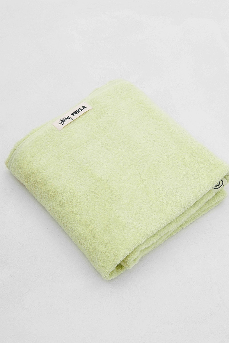 tekla stussy bedding sleepwear towels shorts lime green stripes poplin