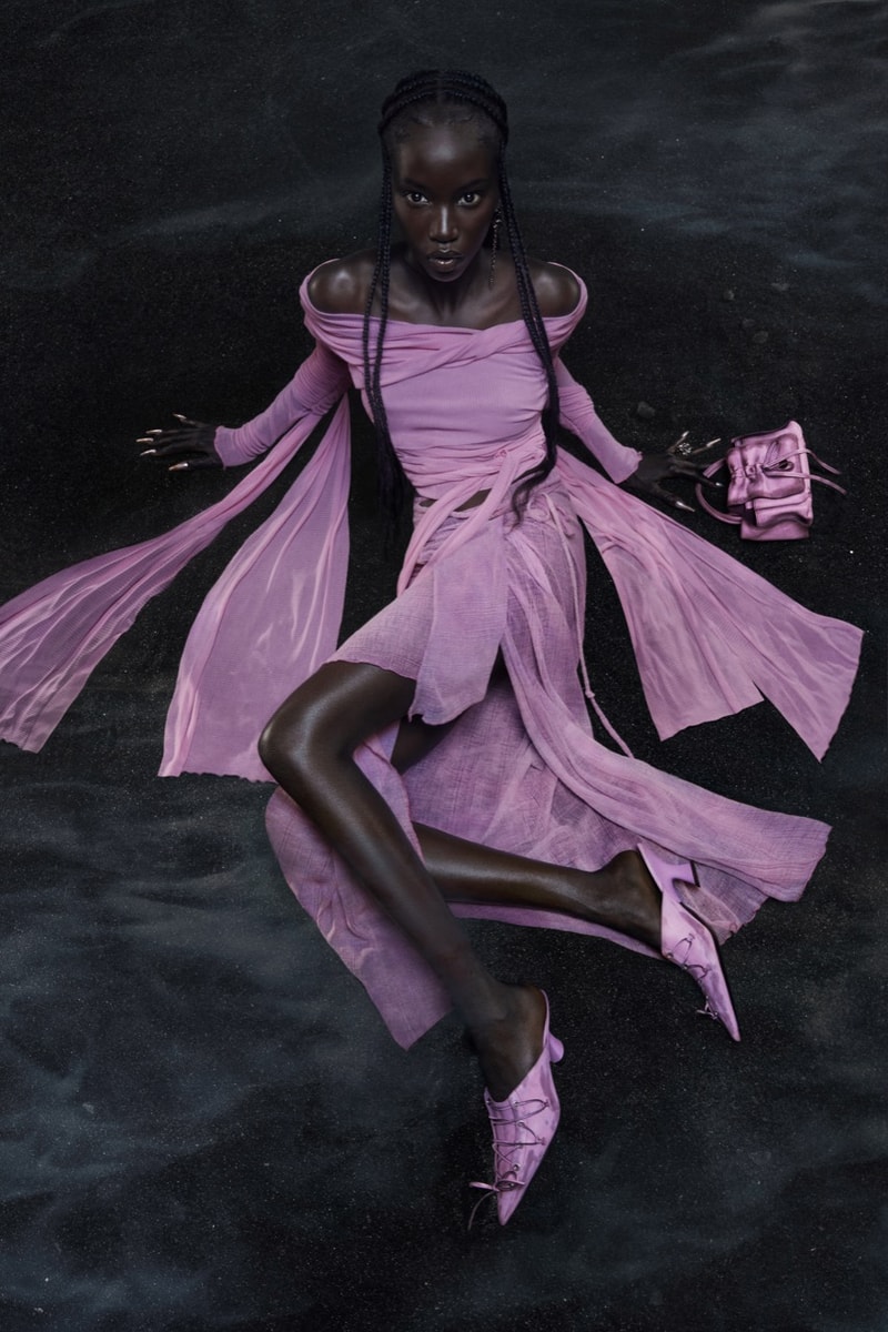anok yai acne studios fall winter dresses bags distressed denim models