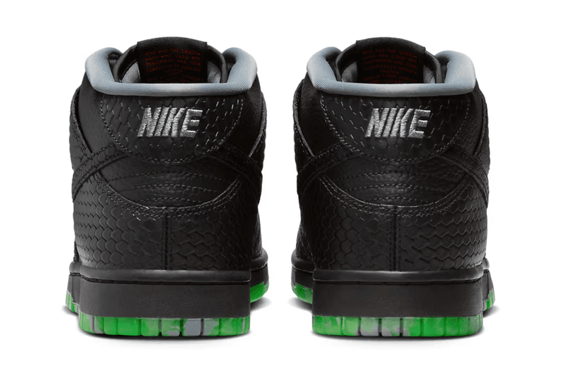 nike dunk mid halloween sneaker black green snake skin