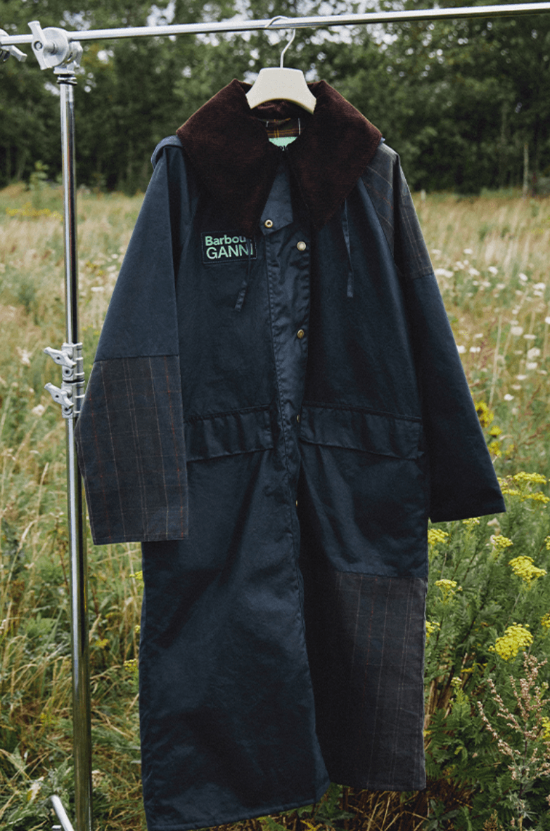 ganni barbour jackets leopard print outdoors dogs