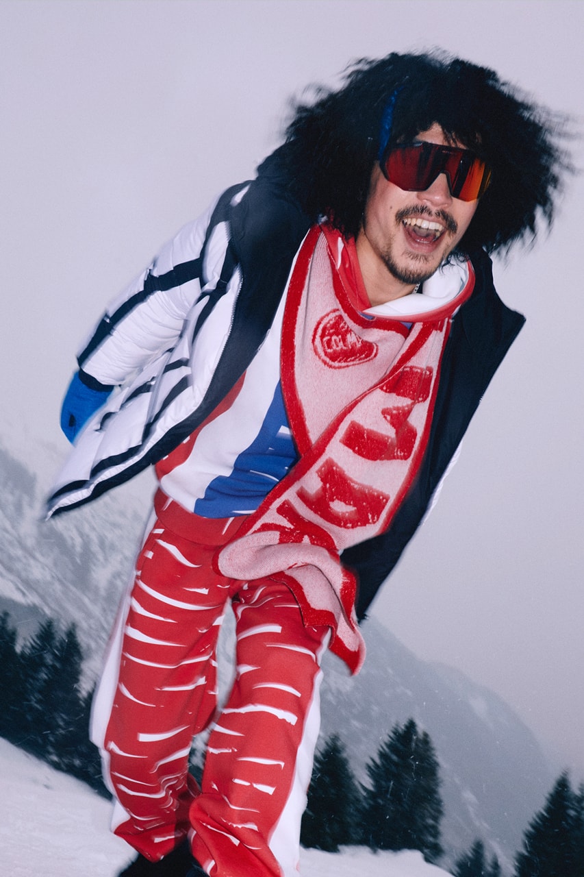 Joshua vides colmar ski clothes capsule knit artist art Caso Di Neve the race is on campaign vest skis erwin stricker 