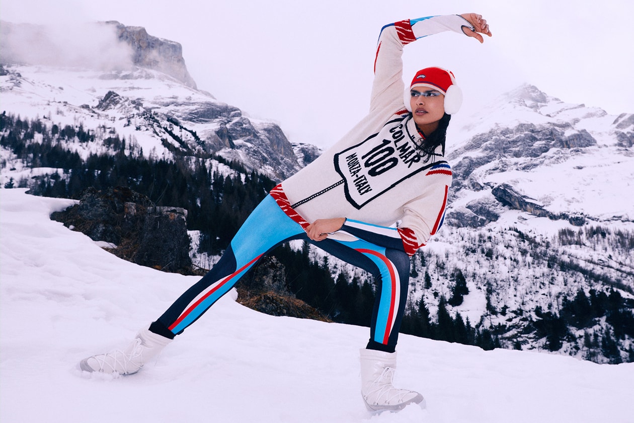 Joshua vides colmar ski clothes capsule knit artist art Caso Di Neve the race is on campaign vest skis erwin stricker 