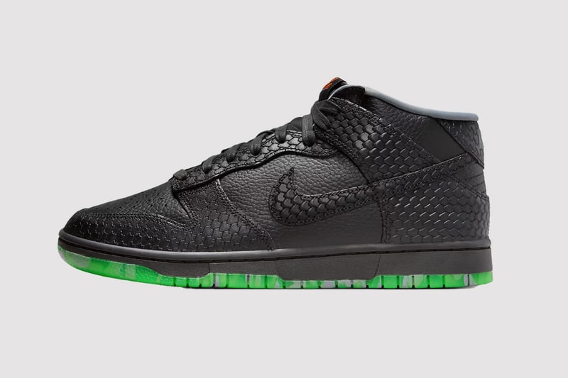 nike dunk mid halloween sneaker black green snake skin