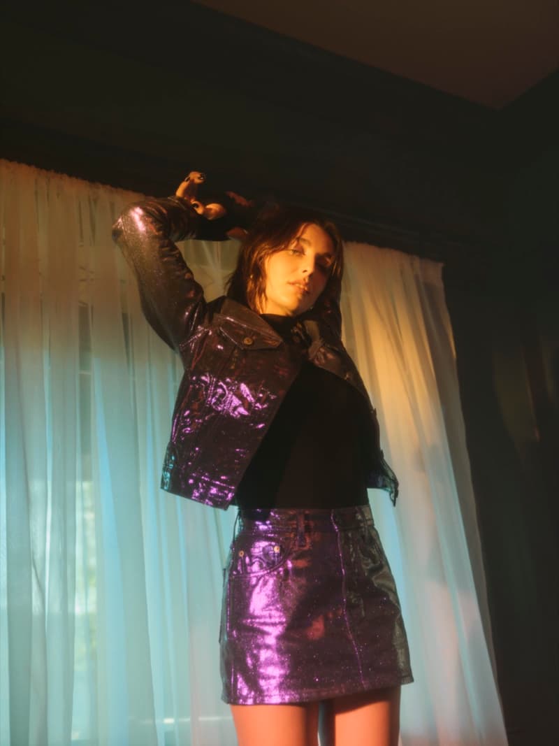 emma chamberlain levi's denim purple season festive christmas