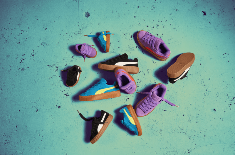 rihanna puma fenty creeper sneaker suede blue black orange