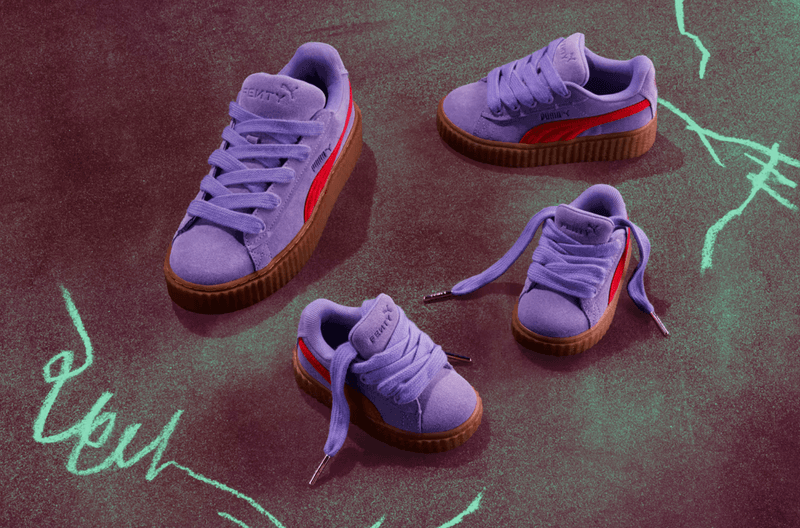 rihanna puma fenty creeper sneaker suede blue black orange