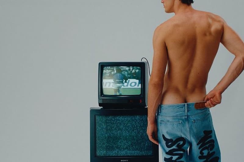 gcds campaign naked body nude bum bags shoes heels lace bra