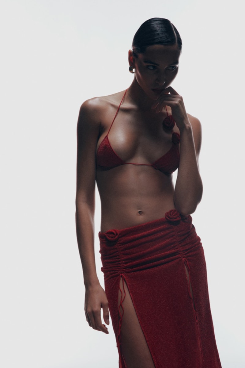 oseree swimwear bikinis swimsuits red glitter lurex roses 