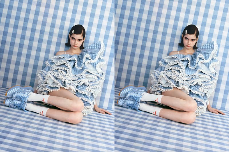 shushu tong asics trainers shoes black frill