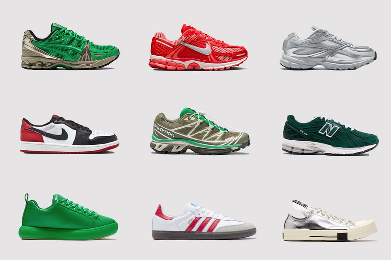 christmas sneakers trainers nike adidas samba jordan asics salomon reebok green red silver