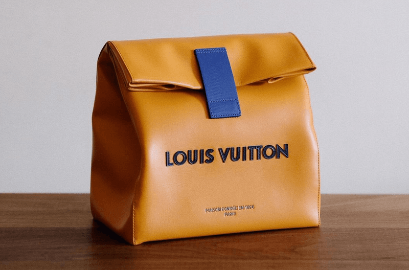 pharrell williams louis vuitton leather sandwich lunch bag beige logo