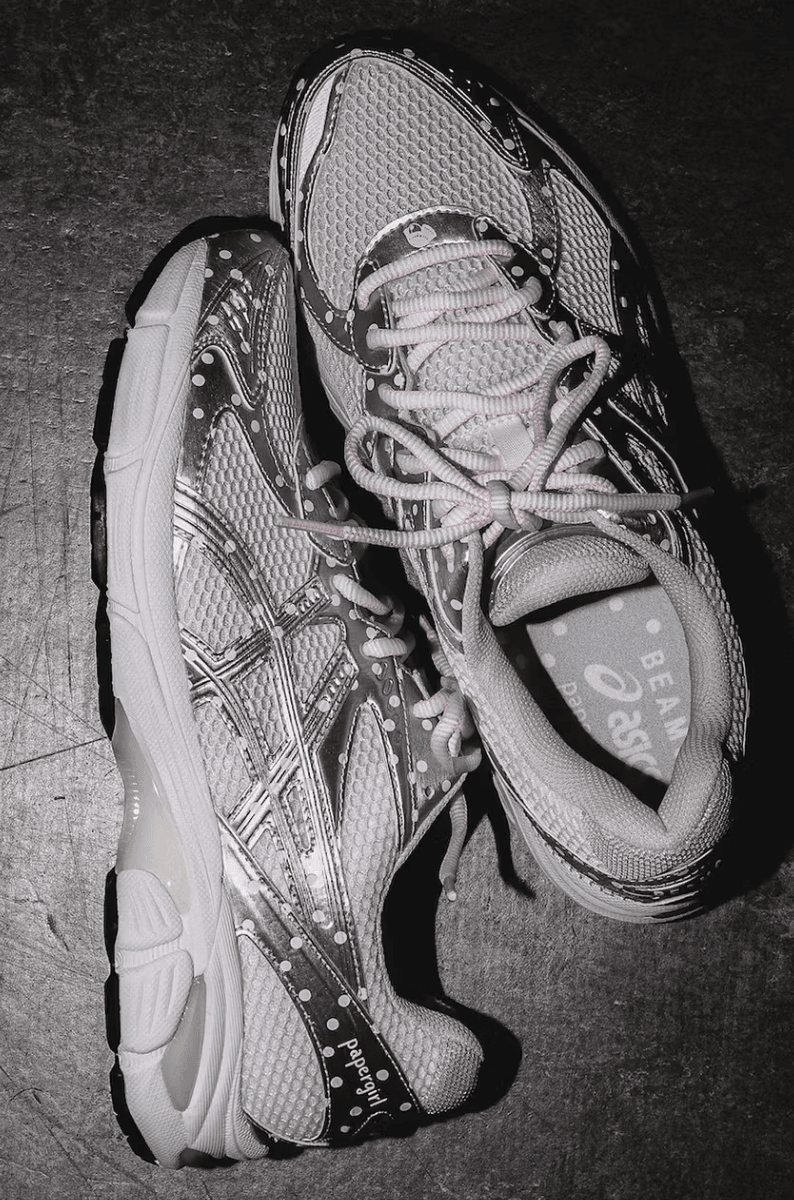 papergirl paris beams asics gt 2160 shoe silver pink white laces