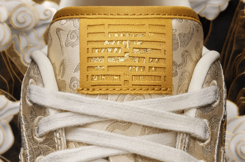 nike year of the dragon chinese new year sneaker air force 1 low white gold embroidery