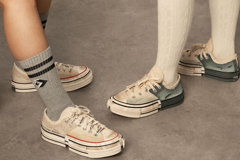 feng chen wang converse chuck 70 sneaker green off white distressed shoe