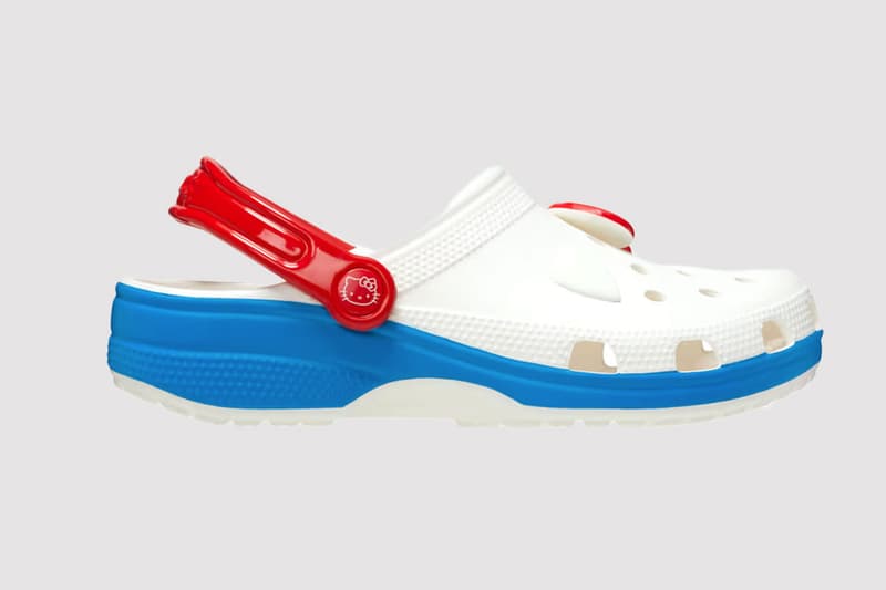 hello kitty crocs classic clogs shoes slip on white blue red bow