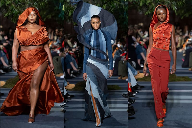 ahluwalia fall autumn winter london fashion week runway levis denim tulip dress