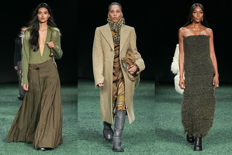 burberry london fashion week fall winter runway park shoreditch naomi campbell dress