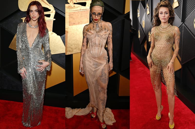 celebrities grammy awards red carpet dua lipa miley cyrus lana del rey