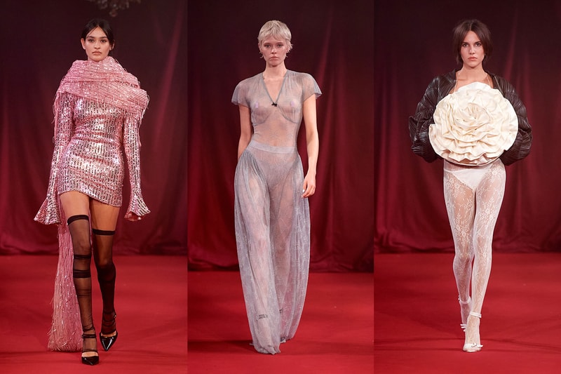 Rotate copenhagen fashion week sheer lace dress bridal red carpet
