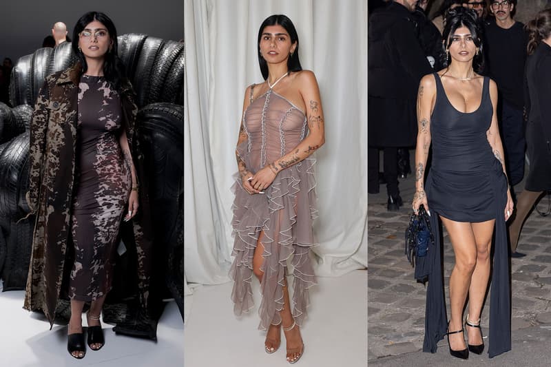 mia khalifa paris fashion week outfits looks sheer dress nipple breasts woman body