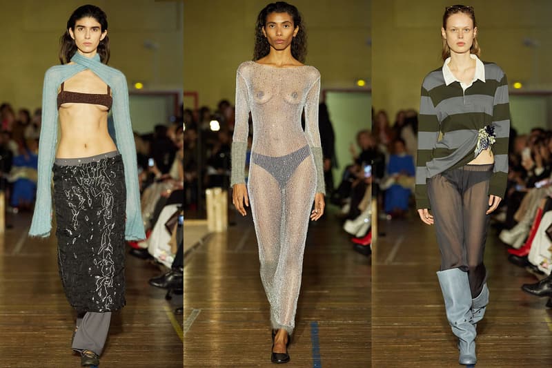 paloma wool models paris presentation sheer knitwear 