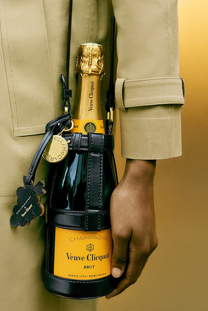stella mccartney veuve clicquot vegan collaboration champagne bottle holder handbags sandals sustainable where to buy online