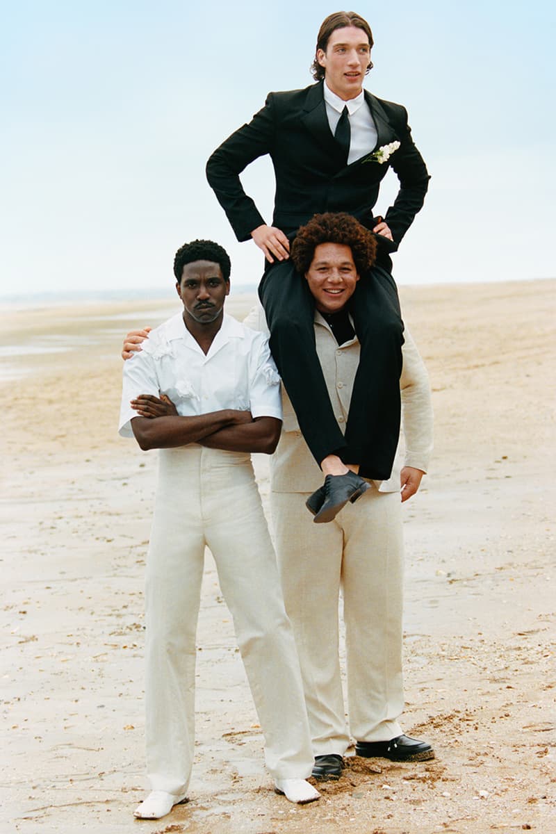 jacquemus beach wedding couple girls red dresses women bridal white