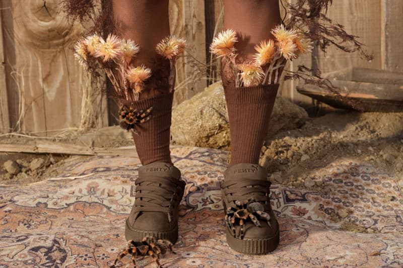 rihanna puma red carpet london event shoes creepers beige white green brown