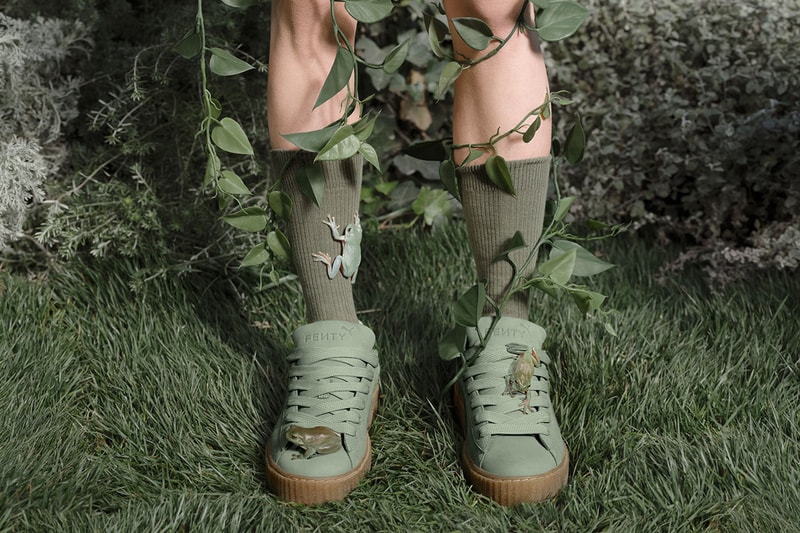 rihanna puma red carpet london event shoes creepers beige white green brown