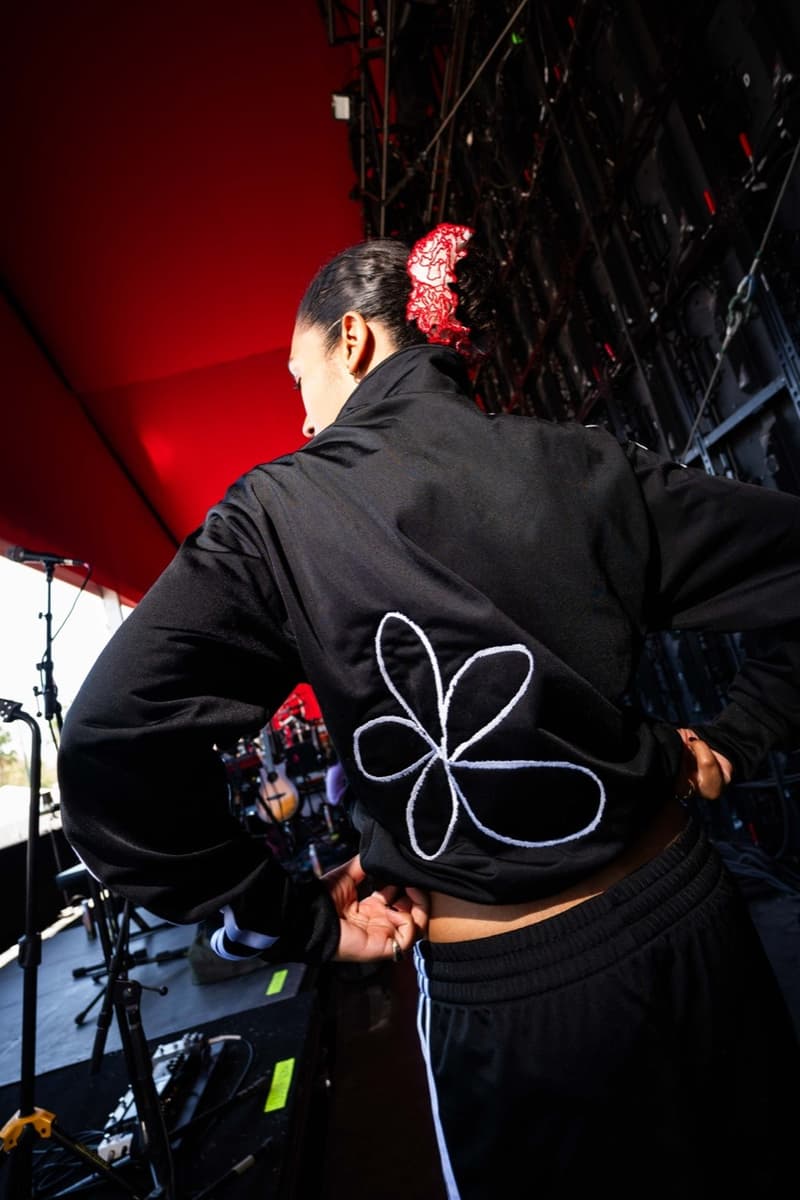 olivia dean adidas tracksuit track pants tshirt music artist performer