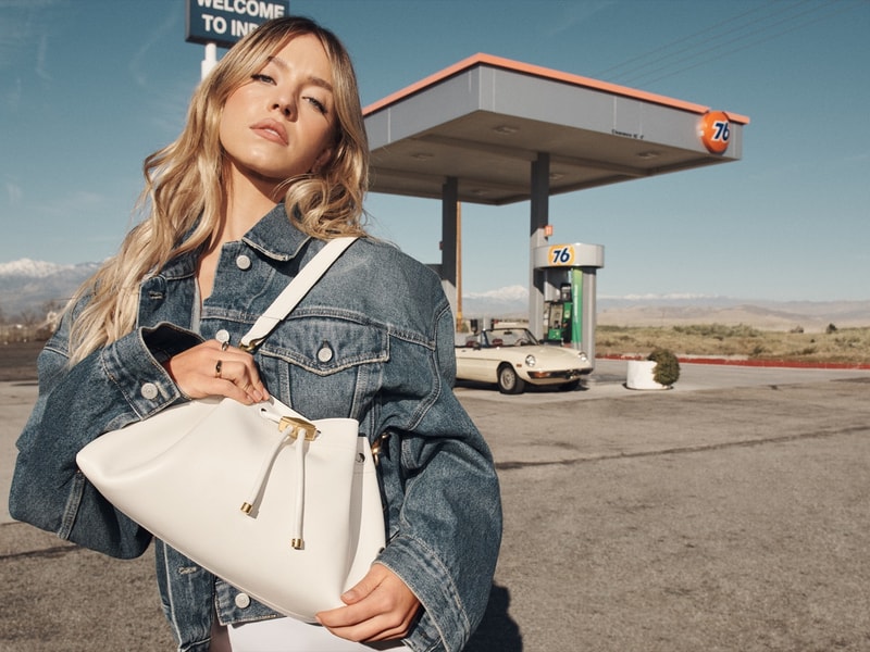sydney sweeney jimmy choo los angeles bags heels legs woman 