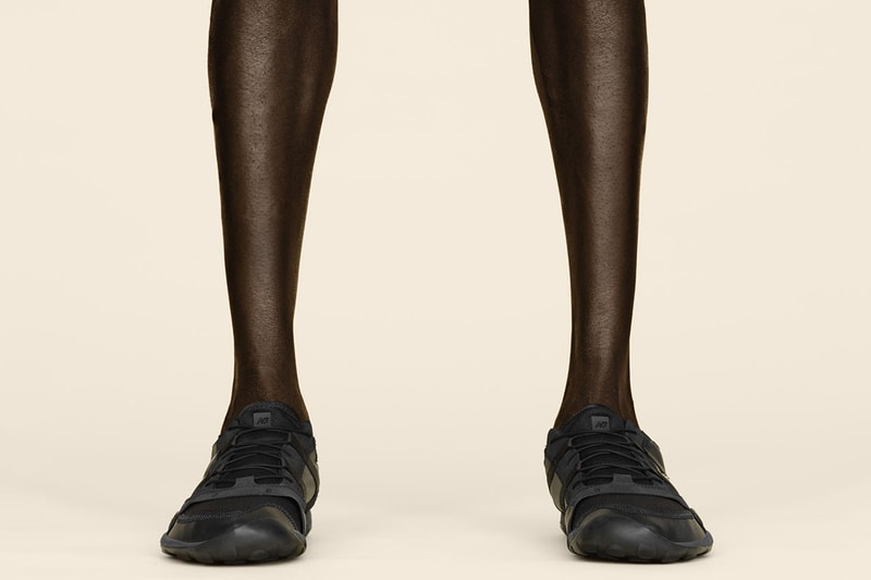 issey miyake trainers sneakers new balance black yellow foot legs
