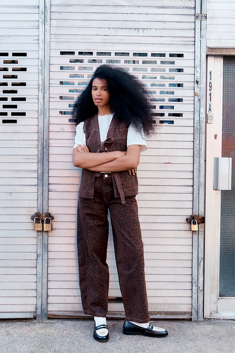 damson madder girl woman clothes leopard print bag red mini dress hair legs