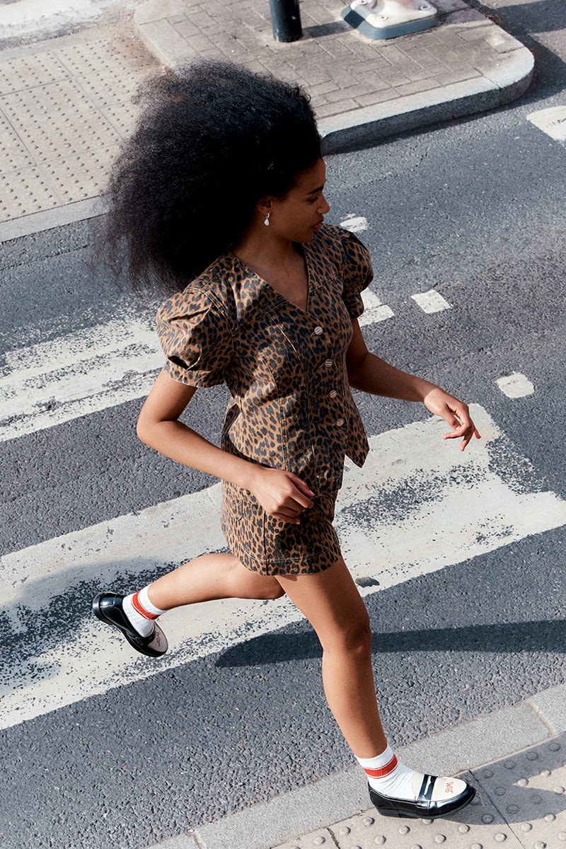 damson madder girl woman clothes leopard print bag red mini dress hair legs