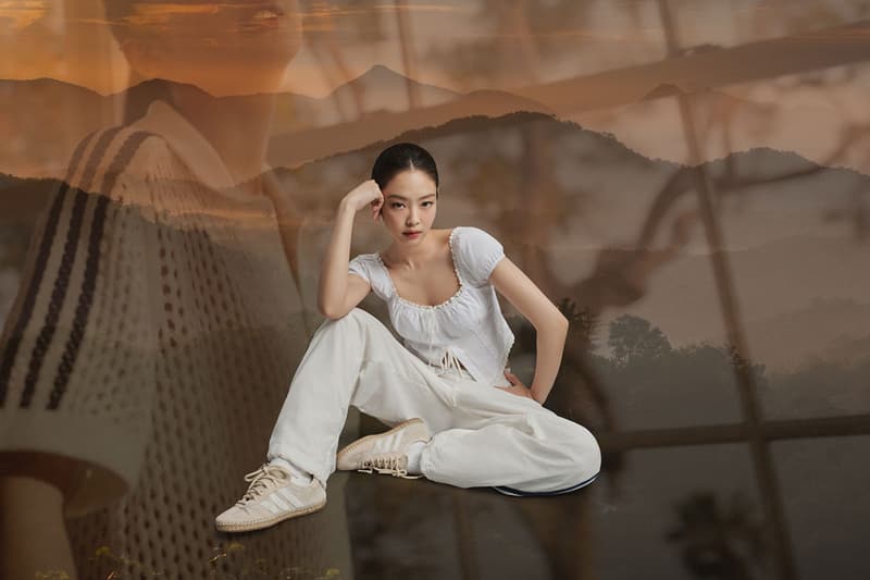 jennie adidas originals gazelle sneaker beige brown clot girl 