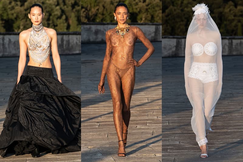 marine serre woman man runway italy sheer naked bride dresses