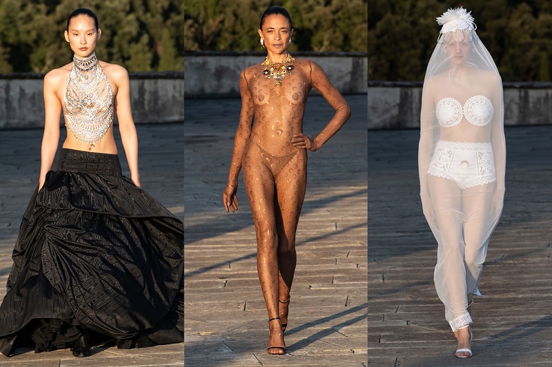 marine serre woman man runway italy sheer naked bride dresses