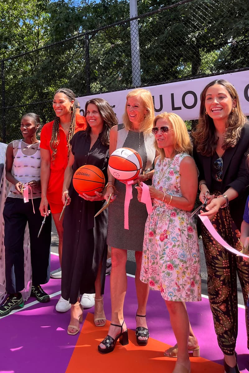 glossier basketball court refurbishment new york city public park cathy engelbert commissioner beauty influencers women athletes natural beauty