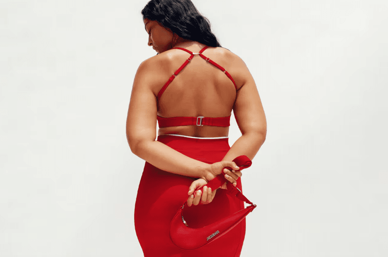 jacquemus nike sportswear clothing swoosh bags navy blue red tops skirts zip woman model