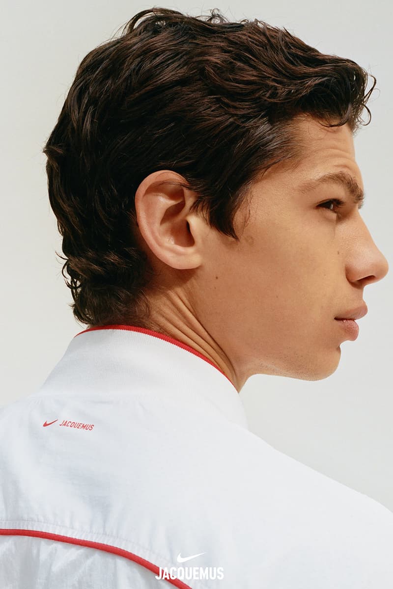 jacquemus nike sportswear clothing swoosh bags navy blue red tops skirts zip woman model