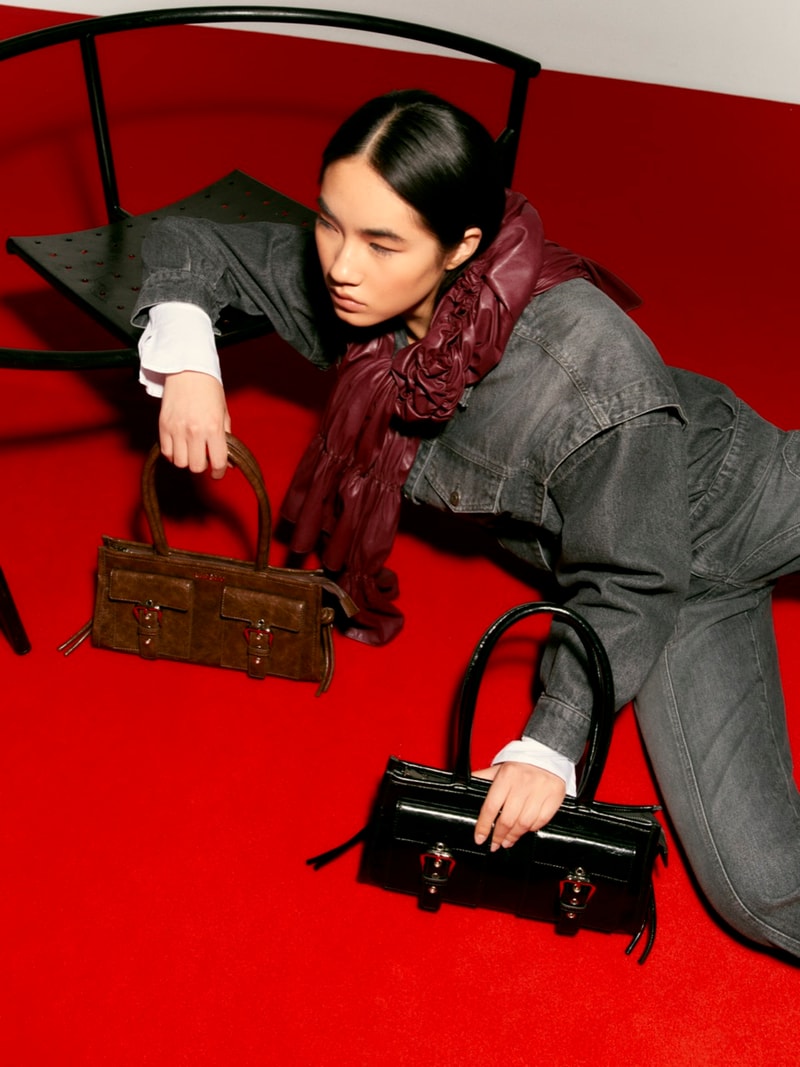 barcelona brand laagam red telephone girl woman floor office black leather red jackets